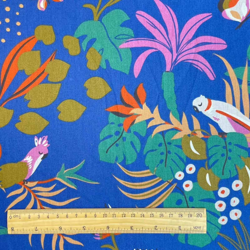 Printed Cotton PAPAGAIOS Ultramarine / Tawny Multicolored